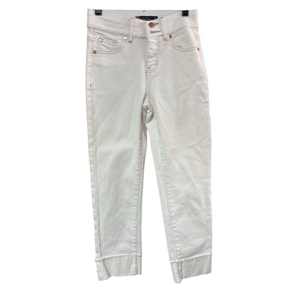 White Cropped Ankle Jeans with Soft Texture - Picture 1 of 5